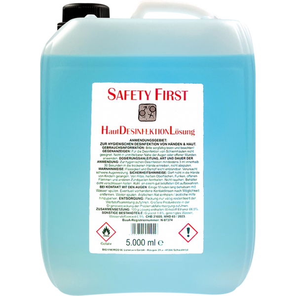 Safety First Haut-/Händedesinfektion.