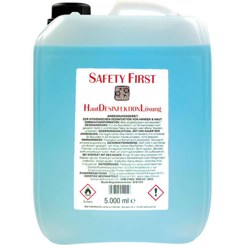 Safety First Haut-/Händedesinfektion.