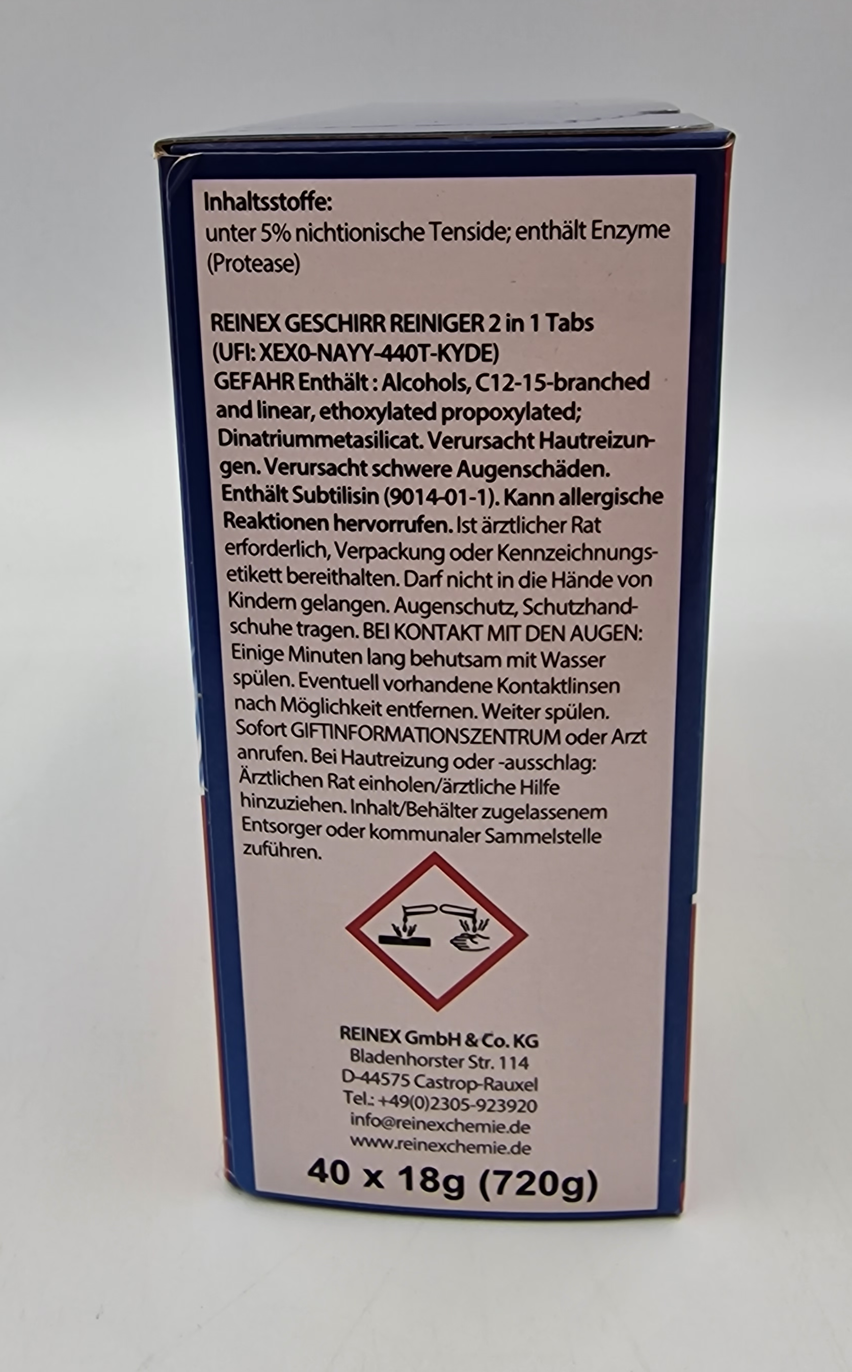 Lagerartikel(0001455)0001455-ReinexGeschirrReinigerTabsGeschirrsp%C3%BCltabs%2C2in1Tabs-40(18g)St%C3%BCckPaket(3)