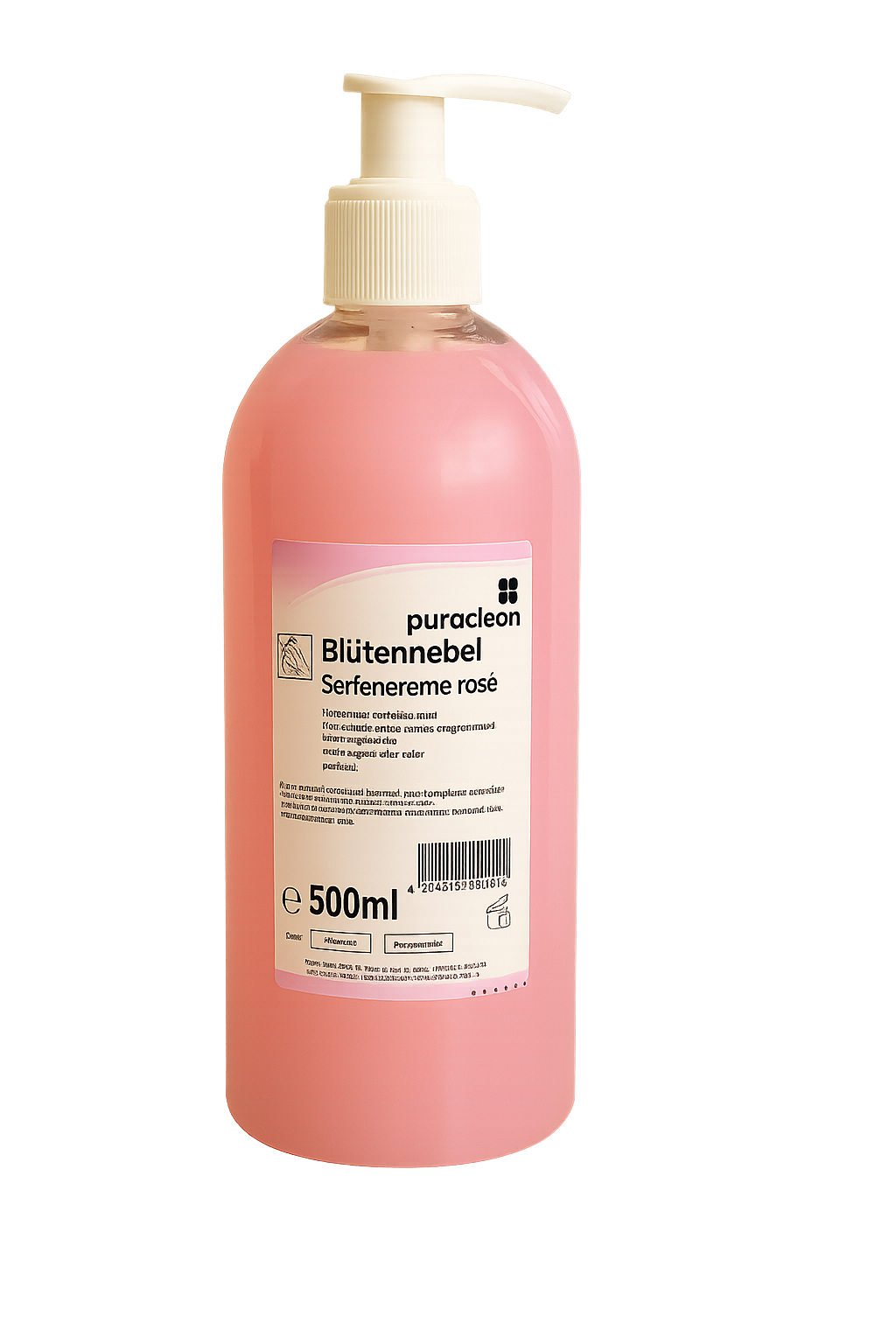 Lagerartikel(ASR01-SN005)puracleanBl%C3%BCtennebelSeifencremerose500mlPumpflascheASR01-SN005